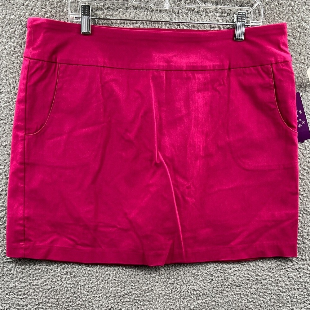 Womens Mini Skirt 18 Fuchsia Stretch Polished Casual Modern Career Sleek Office
